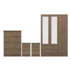 Seconique Nevada 3 Door 2 Drawer Wardrobe Bedroom Set - Rustic Oak Effect