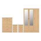 Seconique Nevada 3 Door 2 Drawer Wardrobe Bedroom Set - Sonoma Oak Effect