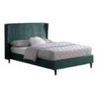 Seconique Amelia 4'6" Bed - Green Velvet Fabric