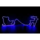 SHATCHI Reindeer with Sleigh Neon Effect Rope Light Silhouette Double Side 90 Blue LEDs
