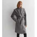 Tall Grey Unlined Hooded Belted Coat