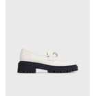 London Rebel White Buckle Front Chunky Loafers