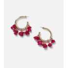 Freedom Bright Pink Shell Chipping Hoop Earrings