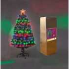 SHATCHI 4Ft/120cm Multicolour 8 Modes Fibre Optic Christmas Tree LED Pre-Lit
