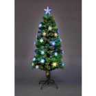 SHATCHI 5Ft/150cm Snowflakes Fibre Optic Christmas Tree LED Pre-Lit