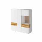 ARTE- N Silke 46 Large Display Cabinet [right] - White Gloss/ Oak Wotan