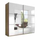 ARTE- N Beta Sliding Door Mirrored Wardrobe - San Remo Oak, 200Cm