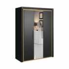 ARTE- N Arno 3 Door Wardrobe With Mirror In Black Matt
