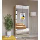 ARTE- N Optima 58 2 Door Mirrored Wardrobe - White Gloss/ Artisan Oak