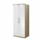 ARTE- N Optima 18 2 Door Wardrobe - White Gloss/ Artisan Oak