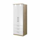 ARTE- N Optima 2 Door Wardrobe With Drawers - White Gloss/ Artisan Oak