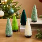 Set Of 5 Green Brushed Trees