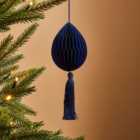 Blue Fixed Paper Honeycomb Hanging Decoration with Tassel