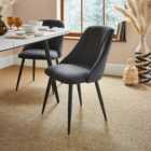 Set of 2 Luna Dining Chairs, Black Boucle
