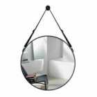 Living and Home Retro Round Hanging Mirror With Strap 70X3Cm