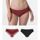 Dorina 2 Pack Red and Black Lace Hipster Briefs