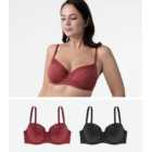 Dorina Curves 2 Pack Red and Black Lace Trim Bras
