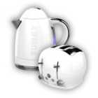 FUNKY Retro Kettle + Toaster breakfast set 1.7L easy pour kettle large deep + wide toaster White