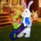 Costway 4FT Inflatable Easter Bunny with Pushing Cart Blow up Xmas Rabbit Decoration