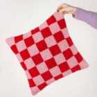 Heya Home Check Polyester Filled Cushion Red/Pink