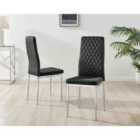 Furniture Box 4X Milan Kitchen Dining Chair Black Velvet Silver Legs