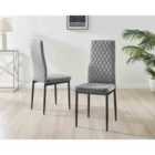 Furniture Box 4X Milan Kitchen Dining Chair Grey Velvet Black Legs