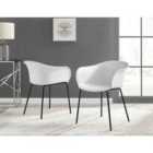 Furniture Box 2X Harper White Kitchen Dining Chair Black Legs