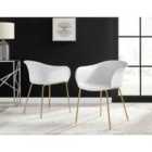 Furniture Box 2X Harper White Kitchen Dining Chair Gold Legs
