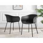 Furniture Box 2X Harper Black Kitchen Dining Chair Black Legs