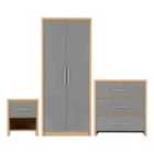 Seconique Seville Bedroom Set - Grey Gloss/Light Oak Effect Veneer