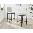 Furniture Box 2X Milan Kitchen Bar Stools Cream Velvet Black Legs