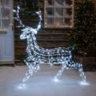 1.4M White Wire Light Up Christmas Reindeer Stag with 330 White or Warm White LEDs
