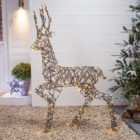 1.35M Grey Wicker Light Up Christmas Reindeer Stag with 200 White or Warm White LEDs