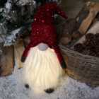 63cm Tall Light Up Christmas Gnome Gonk Decoration With Red Sequins Sitting