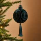 Emerald Paper Honeycomb with Tassel Hanging Decoration