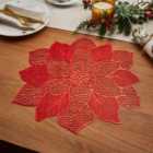 Set of 2 Red Poinsettia Placemats