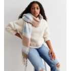 Girls Off White Check Brushed Knit Scarf
