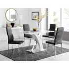 Furniture Box Atlanta 4 White Dining Table and 4 Black Velvet Milan Chairs