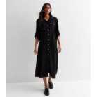 Cameo Rose Black Belted Utility Midaxi Shirt Dress