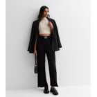 Cameo Rose Black Jersey Pleated Buckle Wide Leg Trousers