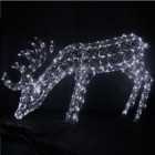 1M Grey Wicker Light Up Christmas Reindeer Grazing Stag with 380 White or Warm White LEDs