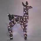 60CM Grey Wicker Light Up Christmas Reindeer Baby Fawn with 90 White or Warm White LEDs