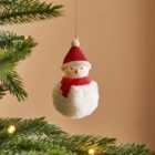 Red and White Fluffy Snowman Hanging Decoration