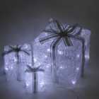 Christmas Soft Acrylic Set of 3 Parcels with 59 White-Warm White Twinkling LED Lights