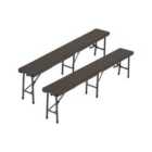 Living and Home Set of 2 Rattan Plastic Outdoor Folding Bench Black