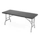 Living and Home Outdoor Rattan Plastic Folding Table Black
