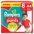 Pampers Baby-Dry Nappy Pants Size 8, 44 Nappies, 19kg+, Jumbo+ Pack 44 per pack