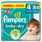 Pampers Baby-Dry Size 4, 84 Nappies, 9kg-14kg, Jumbo+ Pack 84 per pack