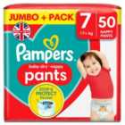 Pampers Baby-Dry Nappy Pants Size 7, 50 Nappies, 17kg+, Jumbo+ Pack 50 per pack