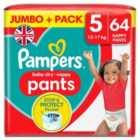 Pampers Baby-Dry Nappy Pants Size 5, 64 Nappies, 12kg - 17kg, Jumbo+ Pack 64 per pack